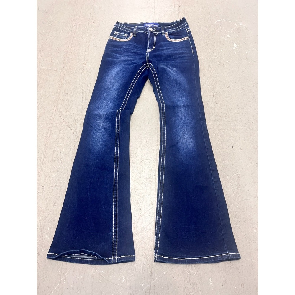 Westfield Eagle Bootcut Jeans Womens 5 Blue Denim Dark Wash‎ Rhinestone Western